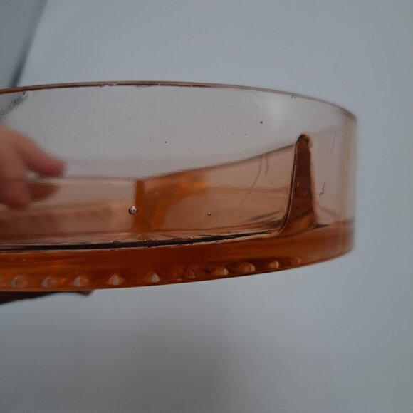 Vintage Pink Depression Glass 3 Section Divided Candy Nut Dish - Picture 12 of 16